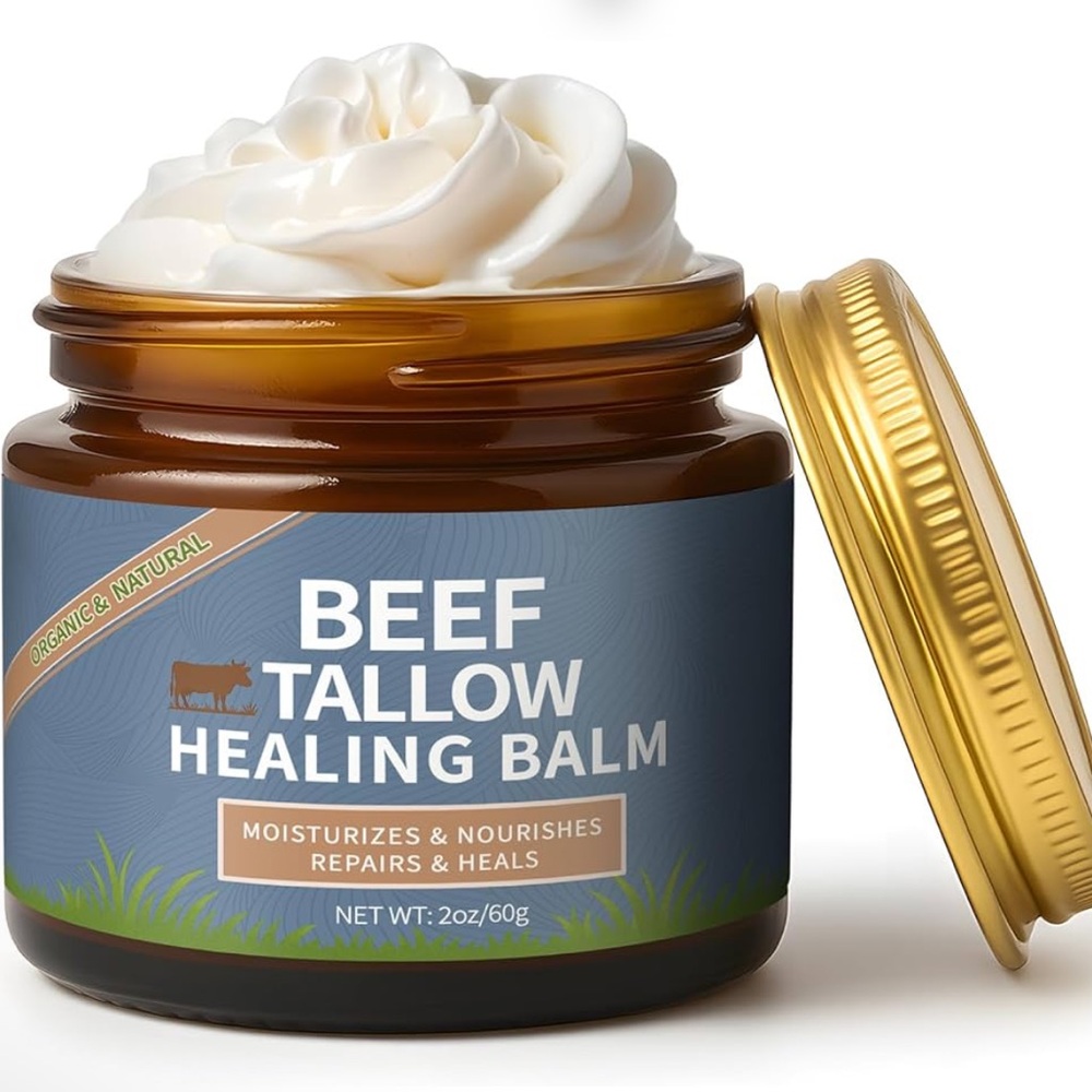 Lala Organics Beef Tallow Healing Balm for Face, Organic Grass Fed Beef Tallow